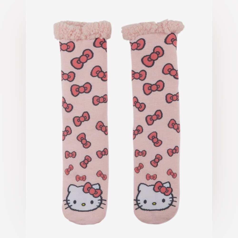 Sanrio Hello Kitty Pink Bow Slipper Socks- New